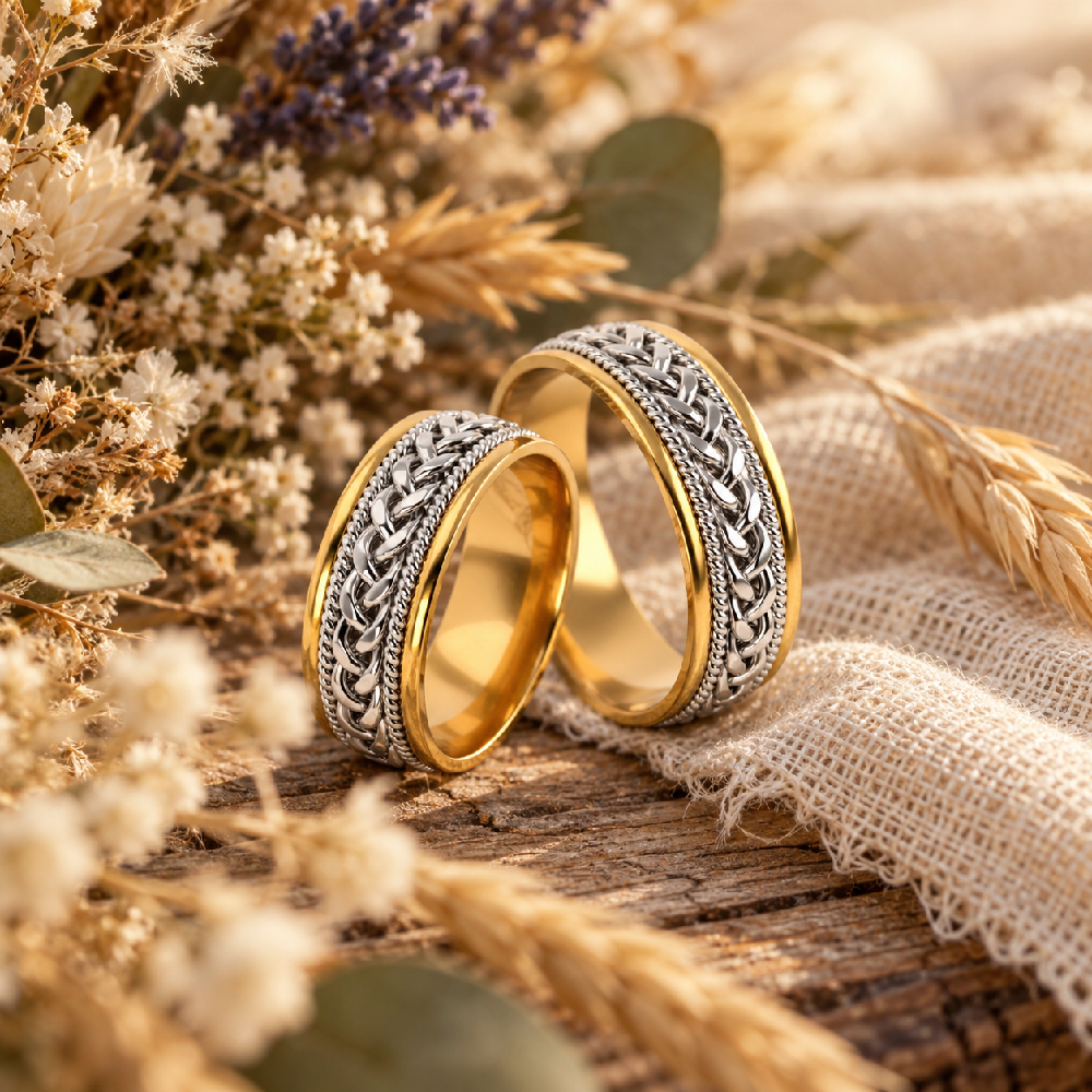 Trauringe aus Gold im Boho Stil von Stelmach